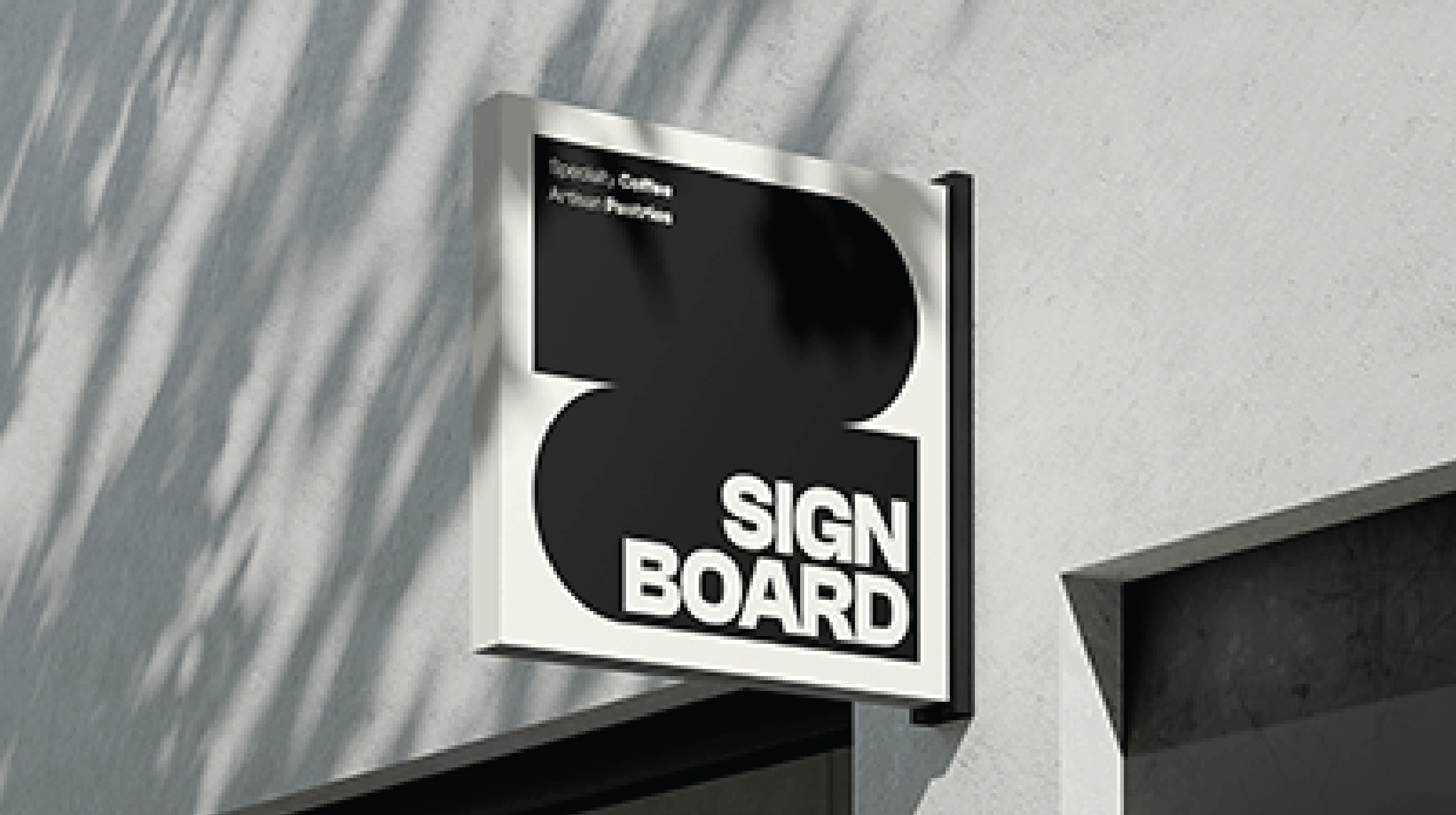 "Modern black and white square projecting signboard for cafes and boutique shops in Dubai."